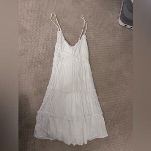 Hollister White Mini Summer Dress with Spaghetti Straps